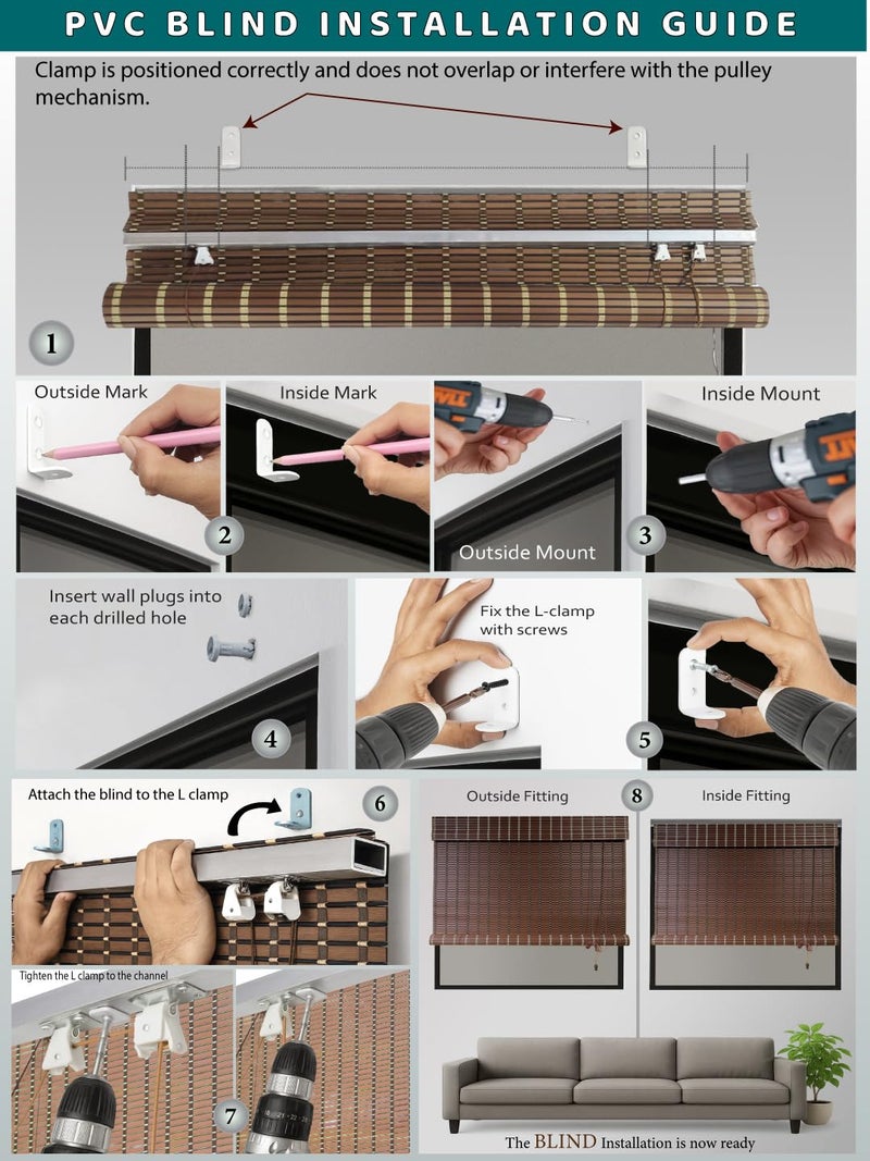 Mr.Chickwala Light Filtering & Cooling PVC Exterior & Interior Window Blind for Balcony and Outdoor Area - Sun Shade, Heat Reducing, Rain Resistant (Choclate) 1 piece (4 Feet Width x 9 Feet Height) - Image 4