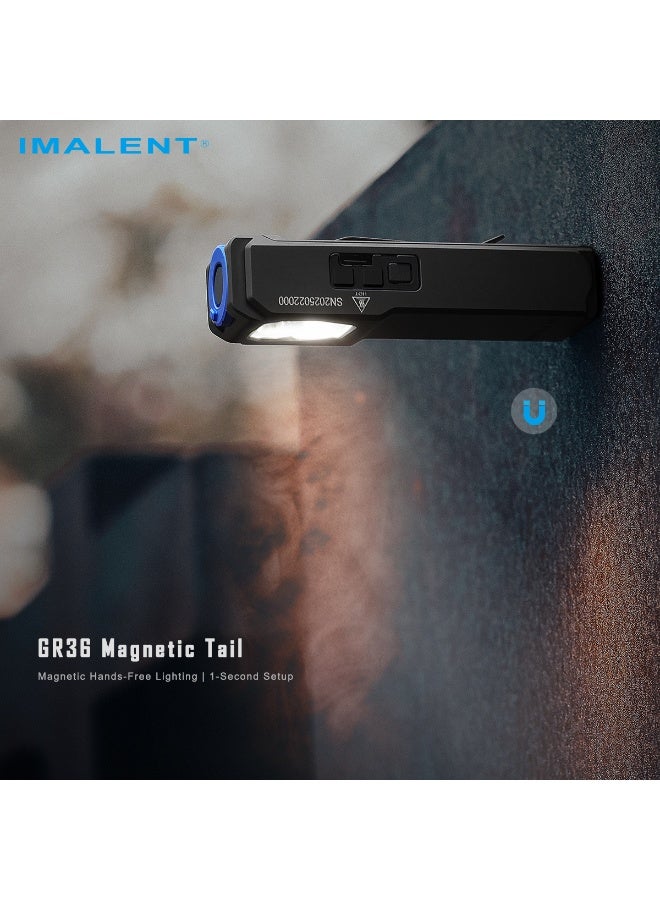 IMALENT 2800 Lumen 3-in-1 Flat EDC Flashlight with UV White & Warm Light  486m Long-Range Beam Type-C Rechargeable 1900mAh Battery  IP56 Waterproof 6 Brightness Levels Instant Turbo - Image 3