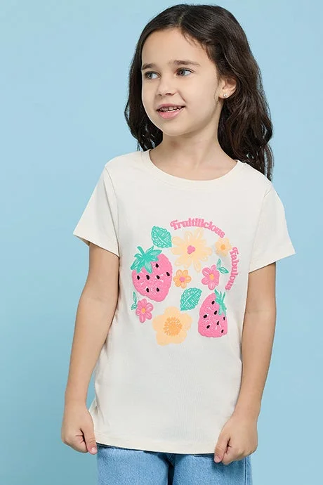 أر أند بي Printed T-Shirt with Crew Neck and Short Sleeves