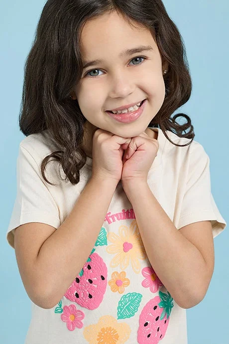 أر أند بي Printed T-Shirt with Crew Neck and Short Sleeves