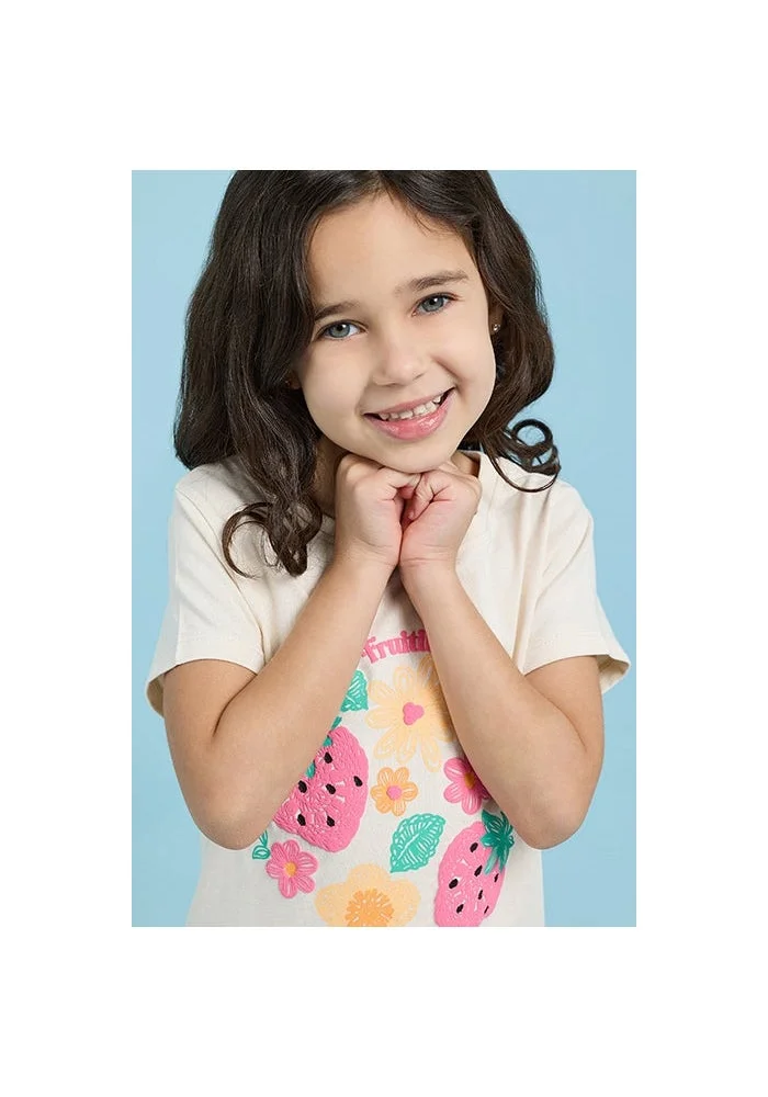 أر أند بي Printed T-Shirt with Crew Neck and Short Sleeves