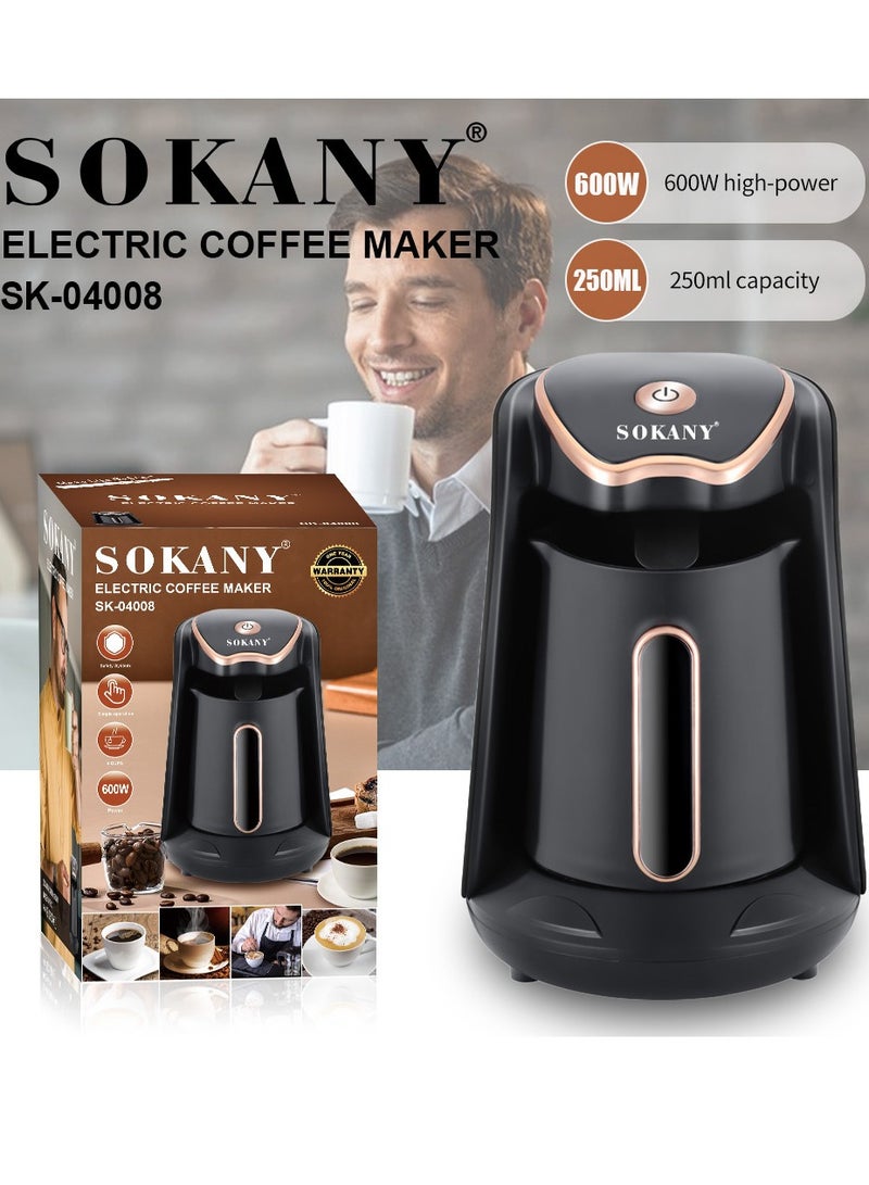 sokany Turkish Coffee Maker,600W 250ml Electric Coffee Pot,SK-04008,Black - Image 3