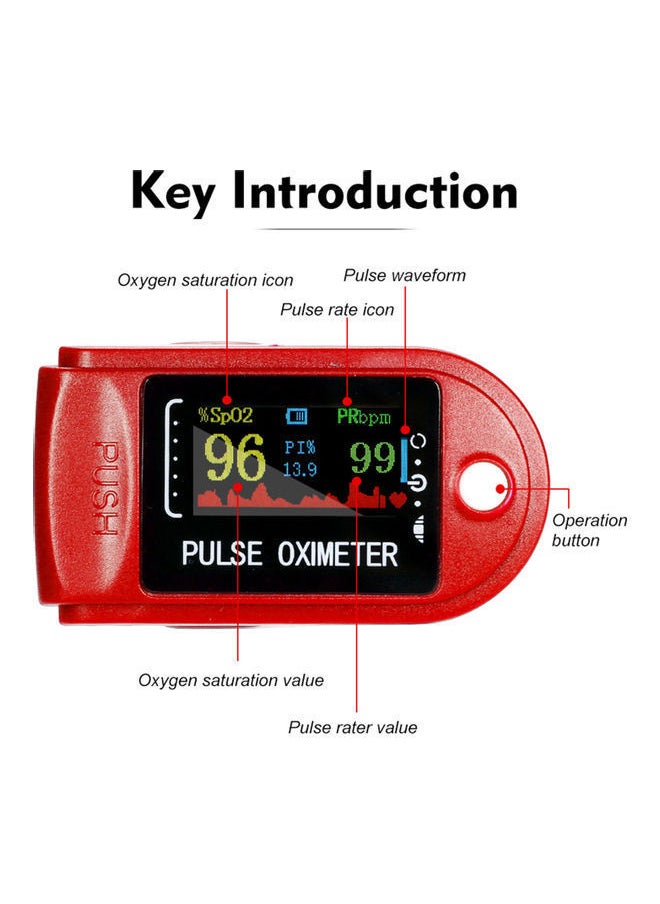 NIBEMINENT - Digital Fingertip Pulse Oximeter OLED Display Blood Oxygen Sensor Saturation Mini SpO2 Monitor PR Rate Measurement Meter for Nursing Home Sports Lover Red - Image 1