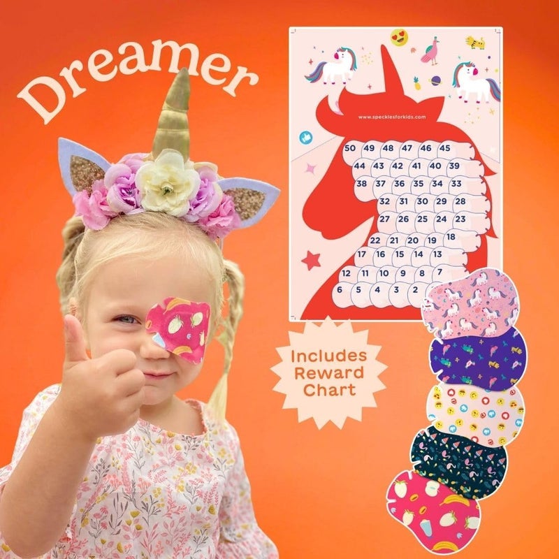 HIDESEE Eye Patches for Kids Skincare - Adhesive Kids Eye Patches for Lazy Eye (Dreamer) - Comfortable, Hypoallergenic Baby Eye Patch for Amblyopia Treatment - Includes Reward Chart (50 Pack) - Image 2