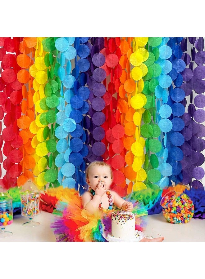 بينك بلوم زينة حفلات قوس قزح بطول 205 أقدام، منقطة كبيرة، مناديل ورقية خلفية، زينة ستارة معلقة بنقاط دائرية ملونة، مناسبة لأعياد الميلاد والكرنفال وحفلات استقبال المولود الجديد وحفلات الخطوبة والزفاف. - Image 4
