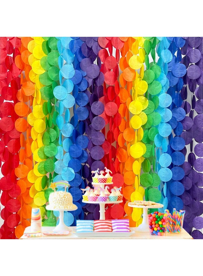 بينك بلوم زينة حفلات قوس قزح بطول 205 أقدام، منقطة كبيرة، مناديل ورقية خلفية، زينة ستارة معلقة بنقاط دائرية ملونة، مناسبة لأعياد الميلاد والكرنفال وحفلات استقبال المولود الجديد وحفلات الخطوبة والزفاف. - Image 1