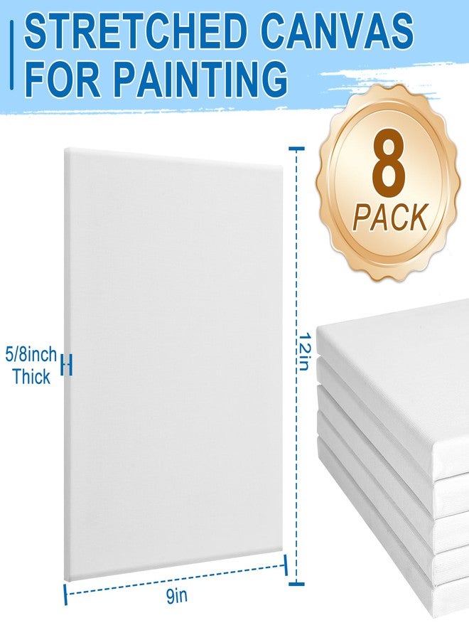 ESRICH Stretched Canvas for Painting, 8 Pack 9x12 Inch Canvas Value Pack,Primed Acid-Free Cotton Blank Canvases, Painting Canvas for Oil & Acrylic Paint. - Image 2