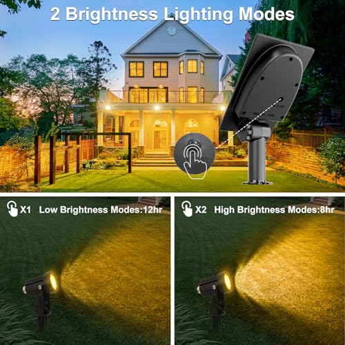 CREPOW Solar Spot Lights Outdoor, Solar Landscape Spotlights IP65 Waterproof 9.8ft Cable,Auto On/Off Outdoor Wall Lights for Garden Yard Driveway Porch Walkway Pool (3000K Warm White) - Image 4