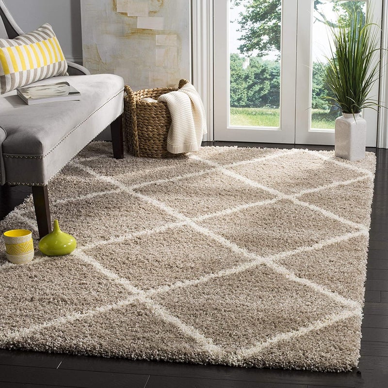 GLOY ® Anti-Slip Fluffy Fur Rug & Polyester Large Shaggy Carpet for Living Room, Bedroom, Office, Guest Room (3x6 Feet, Beige Ivory Box) - Image 1