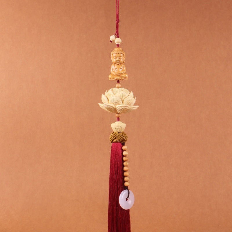 Creative Lotus Car Pendant Charm Buddha wine red 