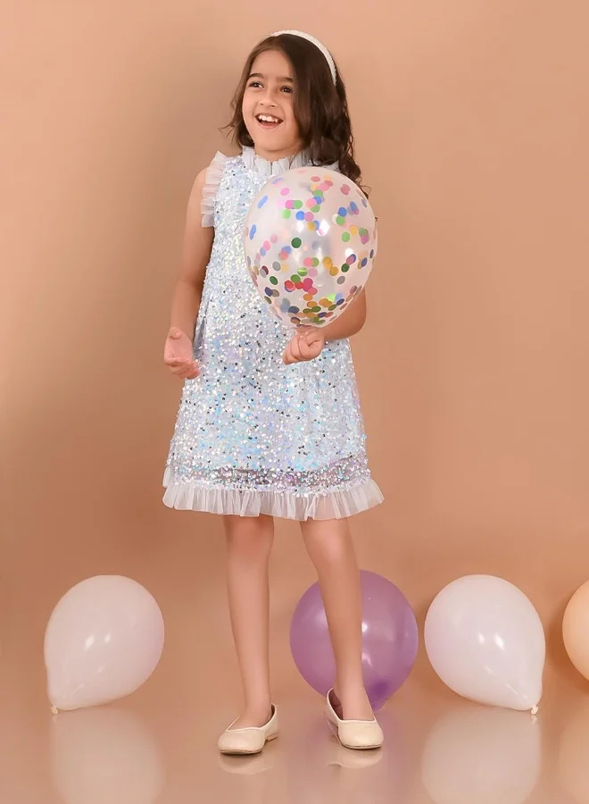 LILPICKS Sequin Ruffle Party Dress