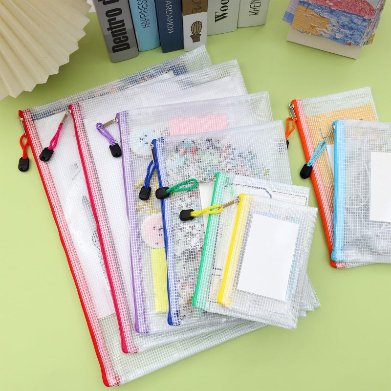 EOOUT 8pcs Mesh Zipper Pouch - 8 Sizes Waterproof Zipper Bags, 8 Colors Waterproof Plastic for Travel Storage, Office Appliances - Image 5