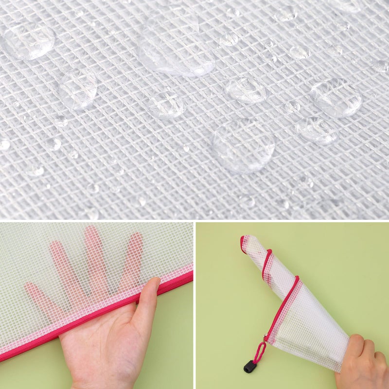 EOOUT 8pcs Mesh Zipper Pouch - 8 Sizes Waterproof Zipper Bags, 8 Colors Waterproof Plastic for Travel Storage, Office Appliances - Image 3