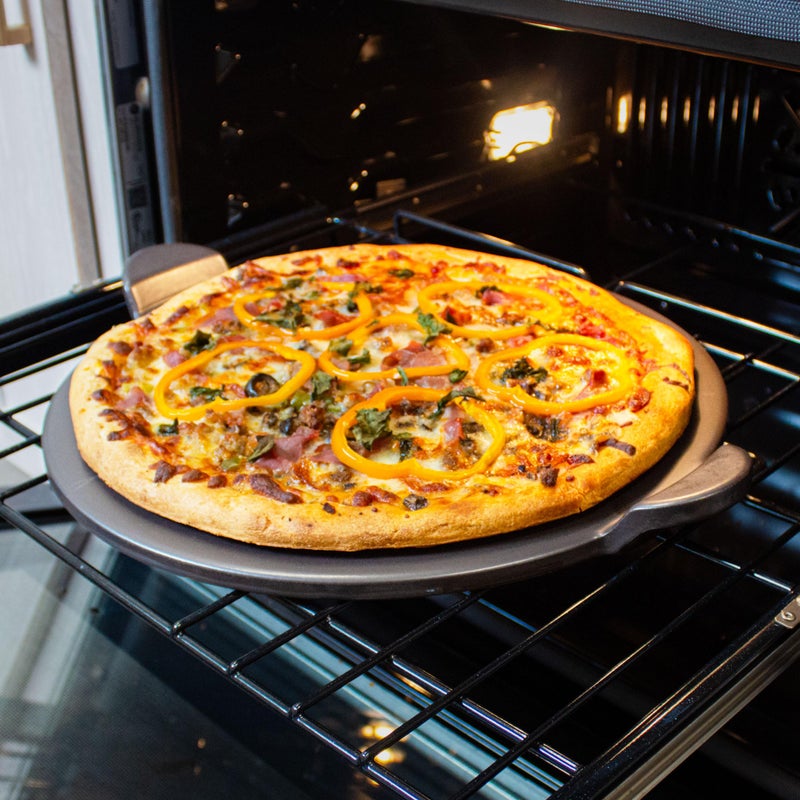 Old Stone Pizza Kitchen Glazed Round Pizza Stone with Handles for Oven and Grill, 15 inch - Image 2