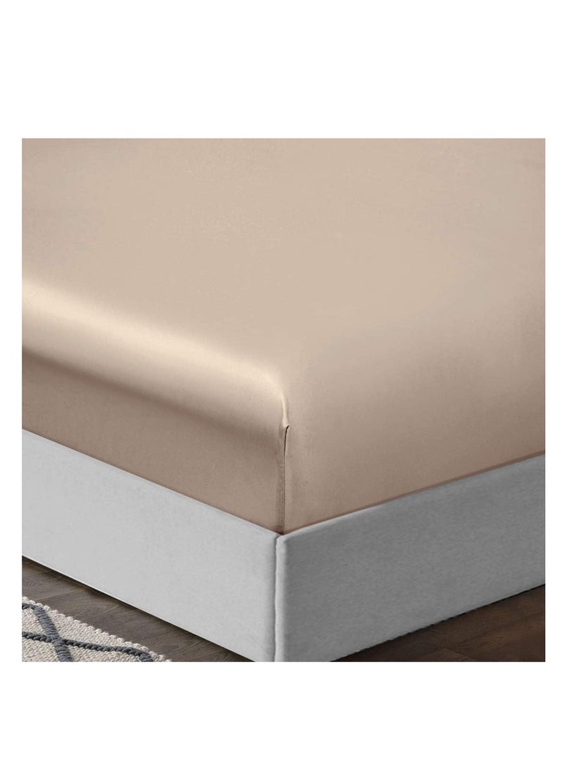 TREELY - TREELY 6 Piece Satin Sheets King Size Silky Smooth Taupe Satin Sheet Set with Deep Pocket, Satin Fitted Sheet, Flat Sheet, 4 Satin Pillowcase - Image 1