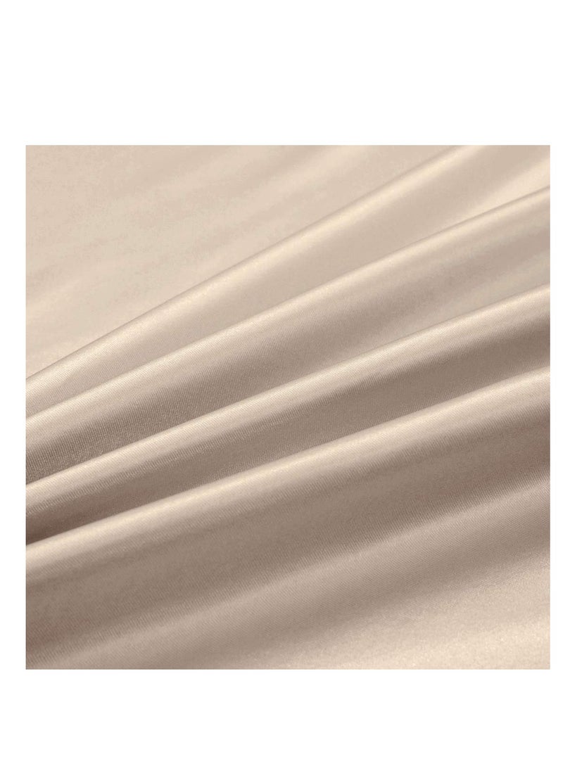 TREELY - TREELY 6 Piece Satin Sheets King Size Silky Smooth Taupe Satin Sheet Set with Deep Pocket, Satin Fitted Sheet, Flat Sheet, 4 Satin Pillowcase - Image 1