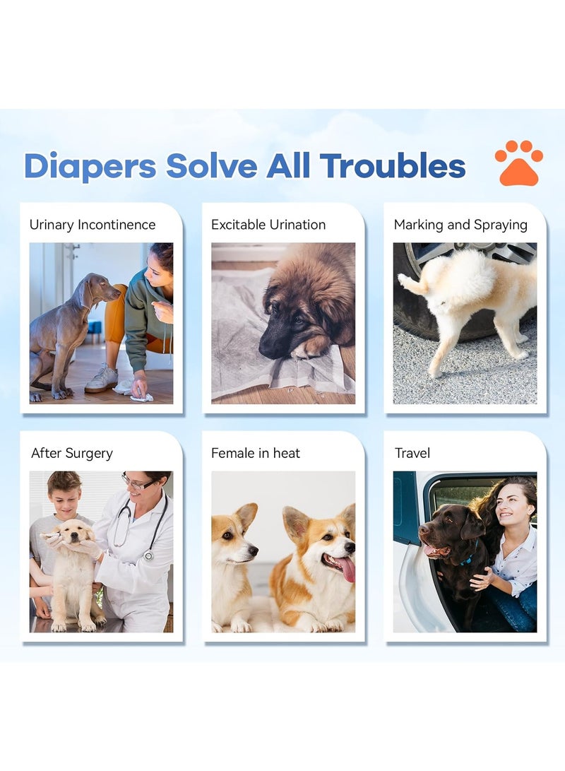 Disposable Dog Diapers Absorbent Soft Puppy Doggie Diapers for Female Dogs with Adjustable Puppy Diapers in Heat Period Excitable Urination(M 10)