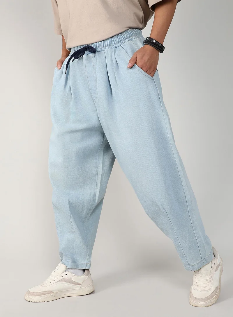 Campus Sutra Men's Light Blue Baggy Denim Jeans