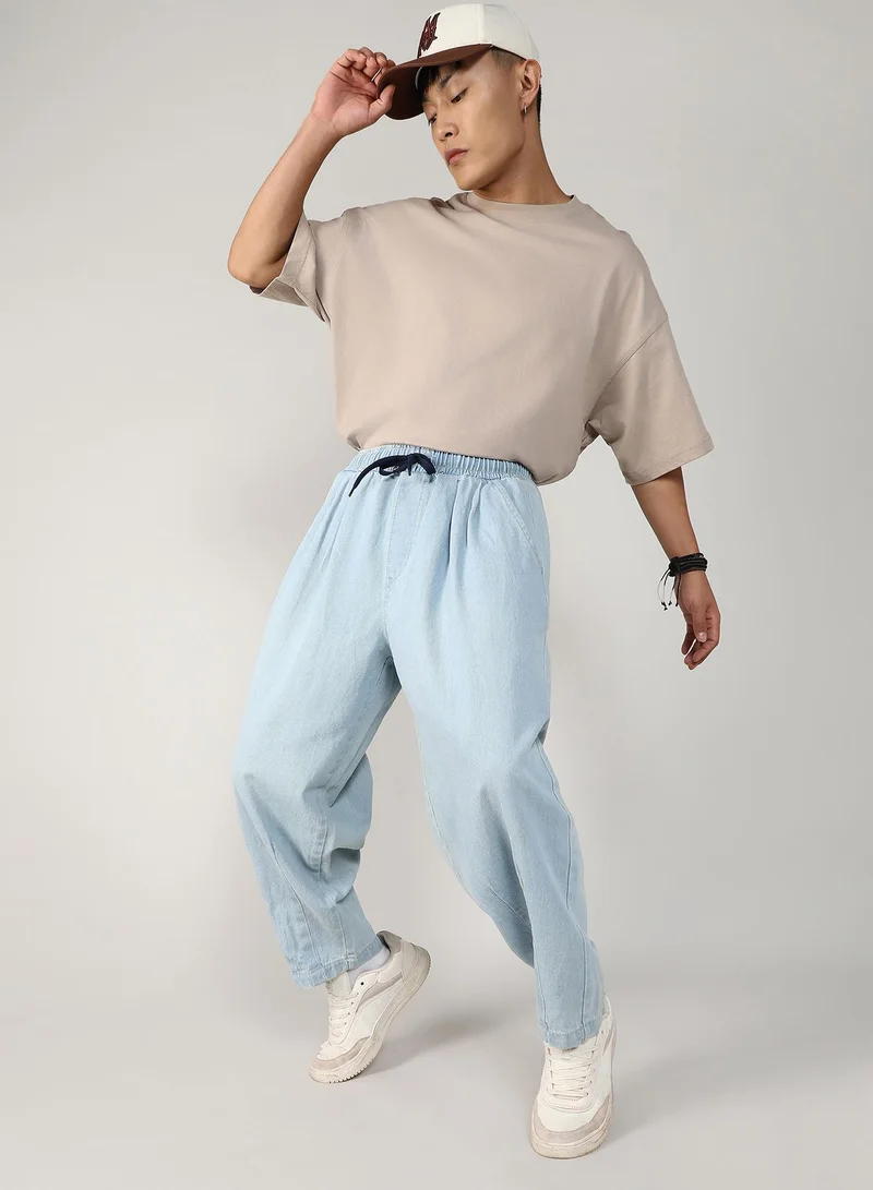 Campus Sutra Men's Light Blue Baggy Denim Jeans