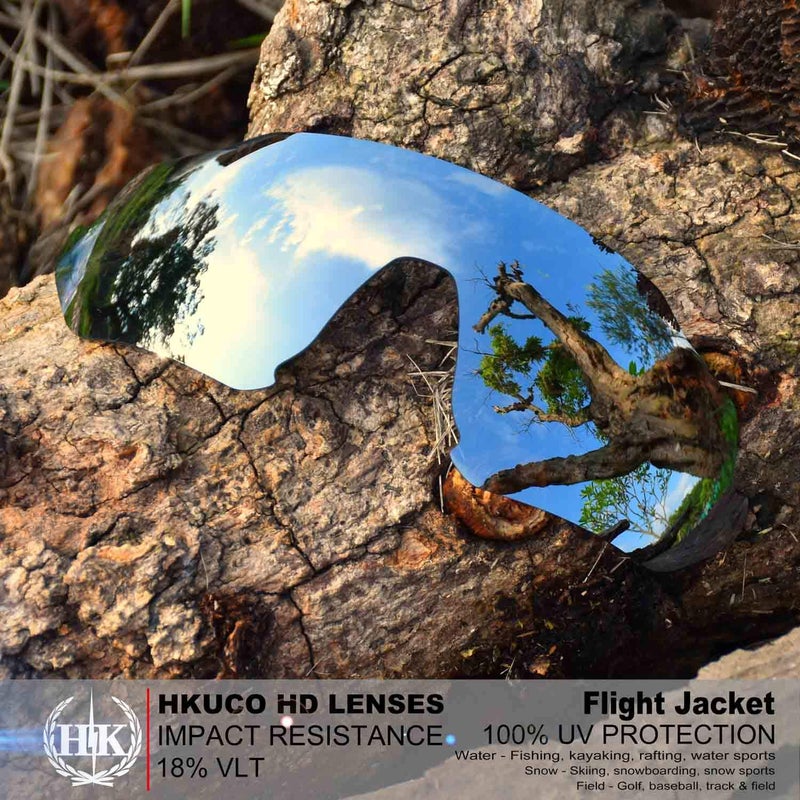 Generic HKUCO Reinforce Replacement Lenses For Oakley Flight Jacket Sunglasses Titanium Mirror Polarized  - Image 2