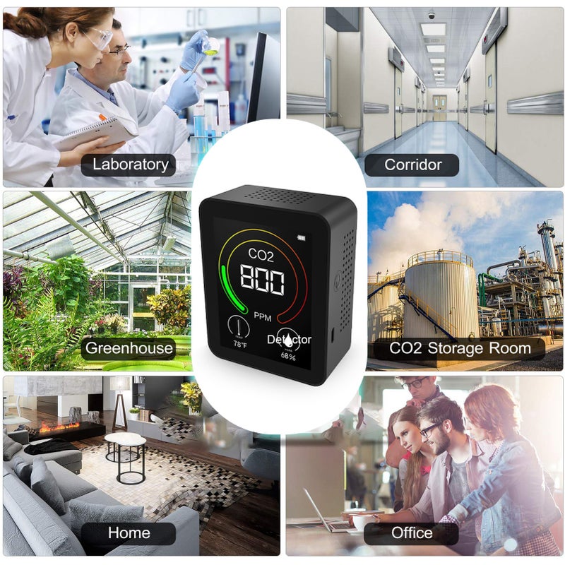 Carbon Dioxide Meter Temperature/Humidity Air Quality Monitor Digital CO2 Detector Air Analyzer Accurate Tester Kit for Home Office Real Time Data - Image 2