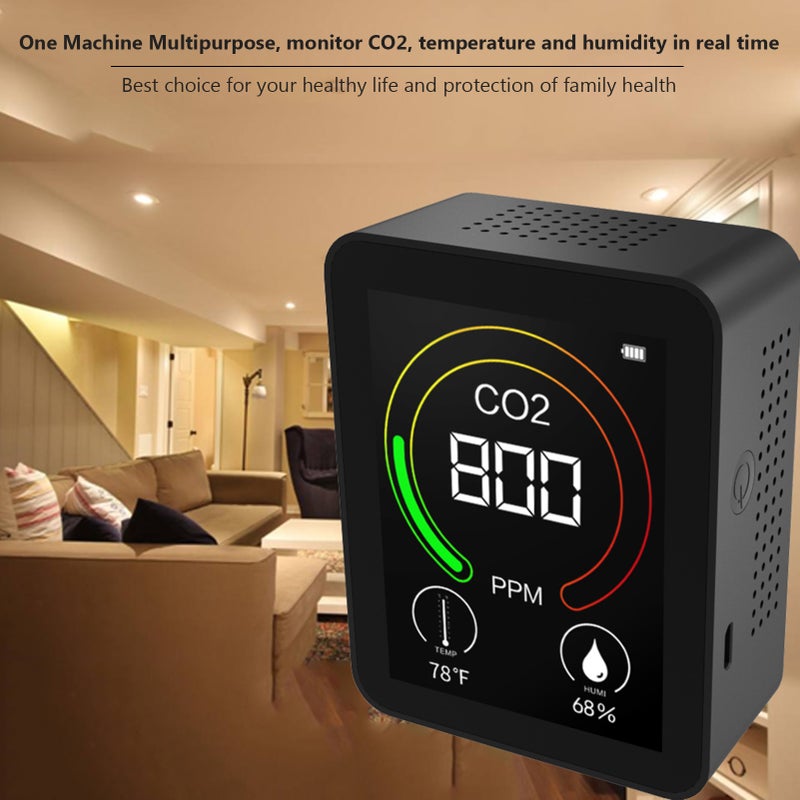 Carbon Dioxide Meter Temperature/Humidity Air Quality Monitor Digital CO2 Detector Air Analyzer Accurate Tester Kit for Home Office Real Time Data - Image 4