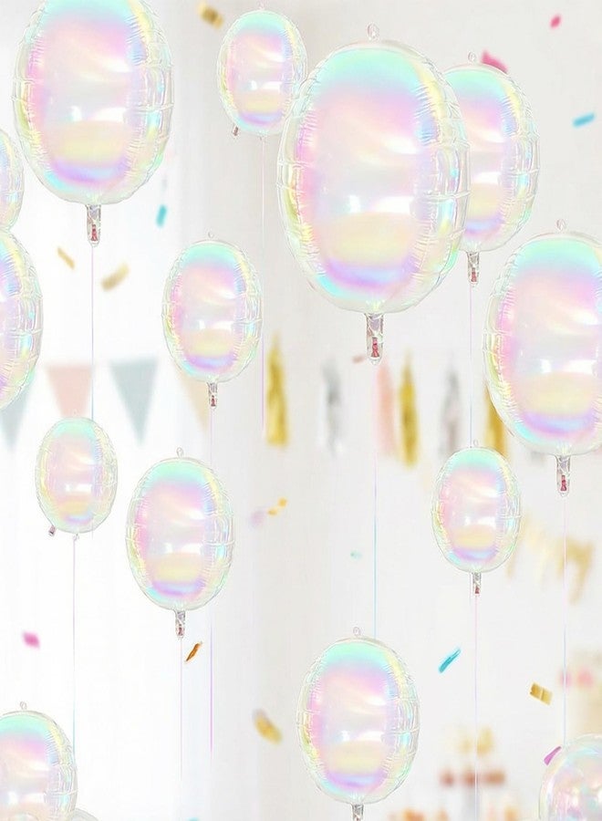 Sdfvsdg 20Pcs Iridescent Round Foil Balloons 22" 12" 10" 4D Clear Holographic Ball Balloon Folding Rainbow Balloons for Birthday Wedding Mermaid Sea Disco Party Decoration (Iridescent) - Image 4