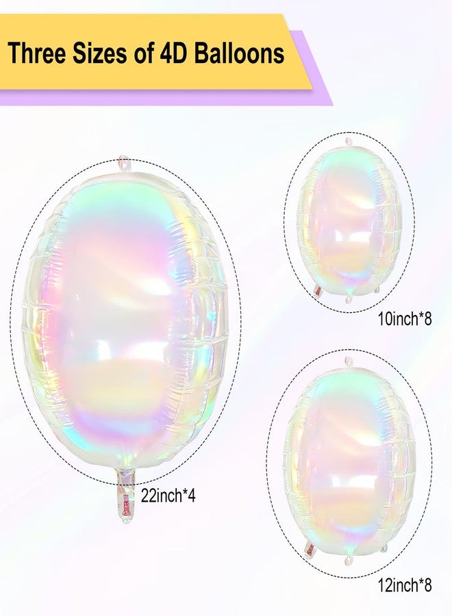 Sdfvsdg 20Pcs Iridescent Round Foil Balloons 22" 12" 10" 4D Clear Holographic Ball Balloon Folding Rainbow Balloons for Birthday Wedding Mermaid Sea Disco Party Decoration (Iridescent) - Image 2