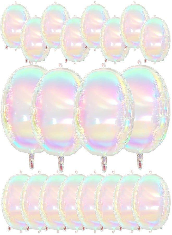 Sdfvsdg 20Pcs Iridescent Round Foil Balloons 22" 12" 10" 4D Clear Holographic Ball Balloon Folding Rainbow Balloons for Birthday Wedding Mermaid Sea Disco Party Decoration (Iridescent) - Image 1