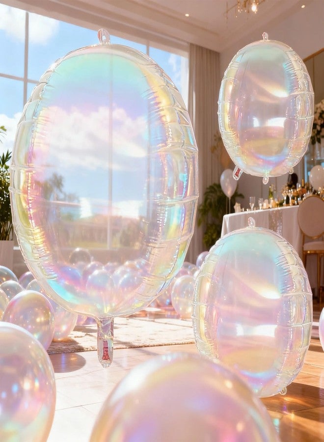 Sdfvsdg 20Pcs Iridescent Round Foil Balloons 22" 12" 10" 4D Clear Holographic Ball Balloon Folding Rainbow Balloons for Birthday Wedding Mermaid Sea Disco Party Decoration (Iridescent) - Image 5