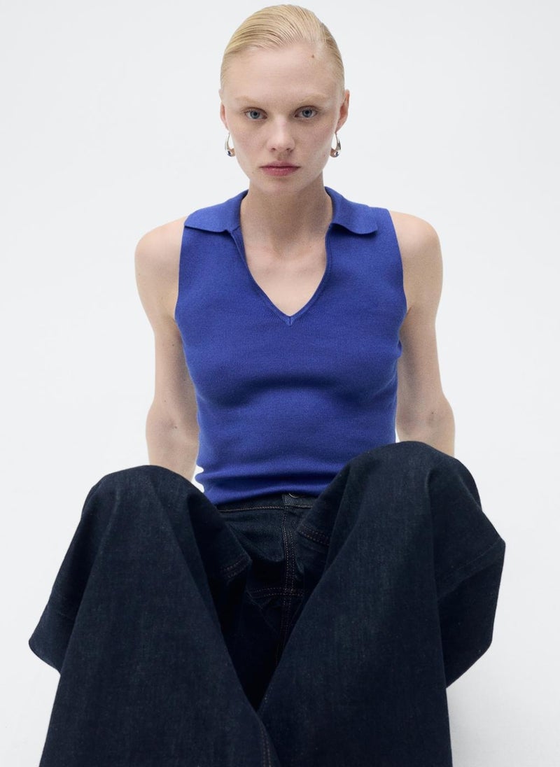 MANGO Casual Polo-Neck Knitted Top  - Image 1