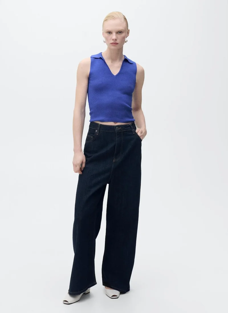 MANGO Casual Polo-Neck Knitted Top