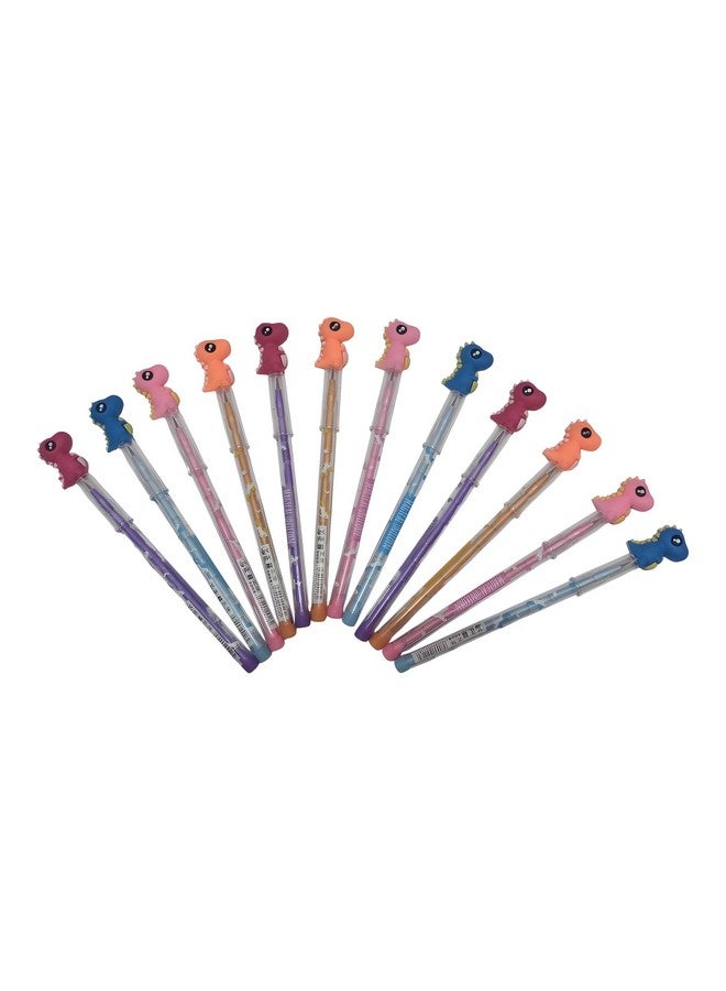 Radiance© 12 Pcs Fancy Dino Shape Bullet Pencil Kids|Stationery Pencil Set Girls, Boys| Best Birthday Return Gift (Assorted Design & Color) - Image 1