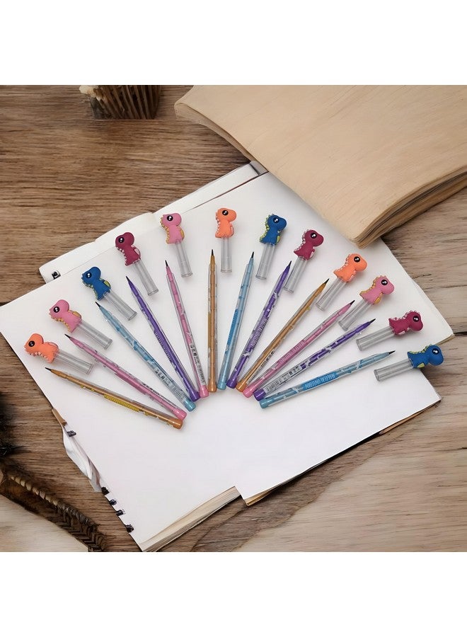 Radiance© 12 Pcs Fancy Dino Shape Bullet Pencil Kids|Stationery Pencil Set Girls, Boys| Best Birthday Return Gift (Assorted Design & Color) - Image 2
