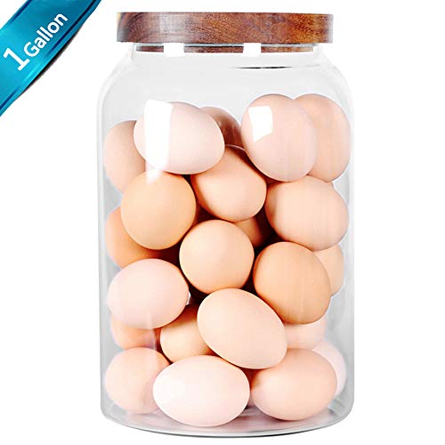 SAIOOL Egg Jar,kitchen canister， 1 Gallon Large Glass Food Storage Jars with Airtight Lid, Clear - Image 2