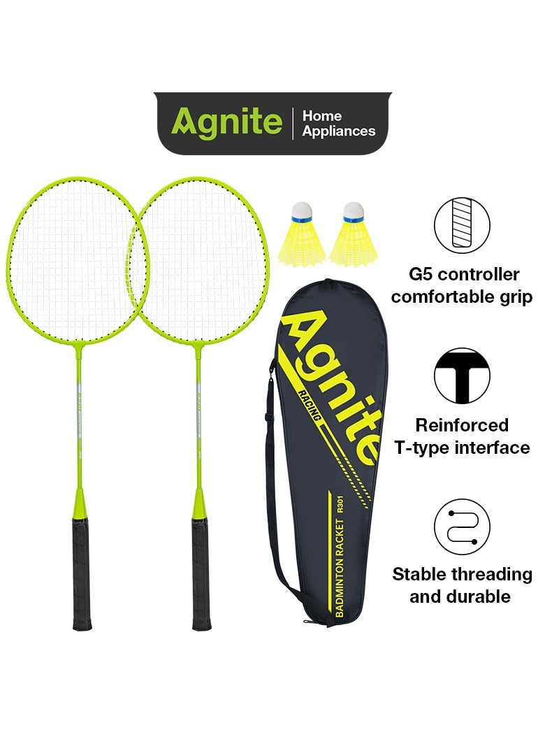 Deli Agnite Iron Split Badminton Racket (Pair) - T-Shaped Connector Design, G5 Anti-Slip Handle, Enlarged Sweet Spot & Ultra-Lightweight (660-680mm, Green) - Image 1