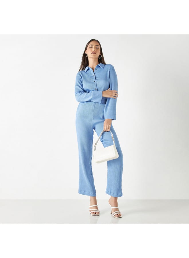 Iconic Iconic Textured Pants with Elasticated Waistband and Pockets  - Image 2