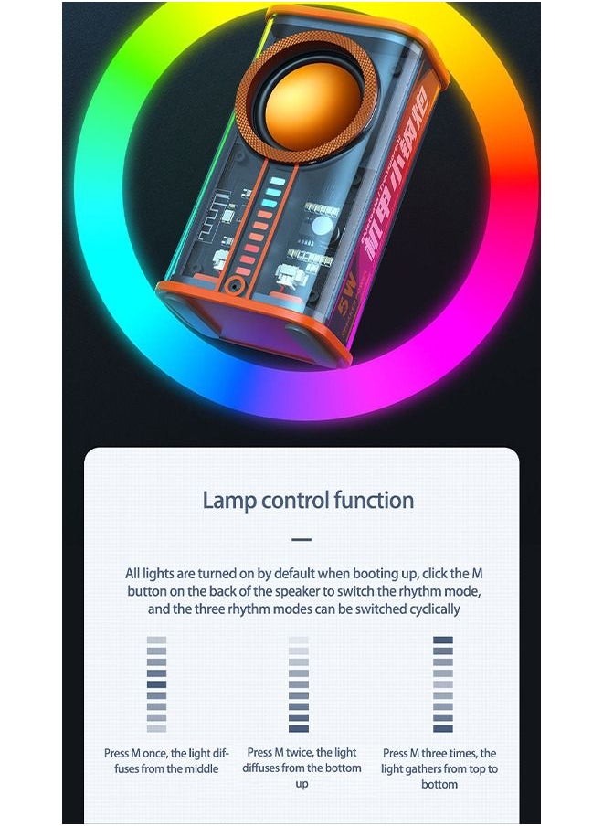 Portable Bluetooth Speaker,Mini Speaker Transparent Mecha Small Steel Cannon Bluetooth Speaker