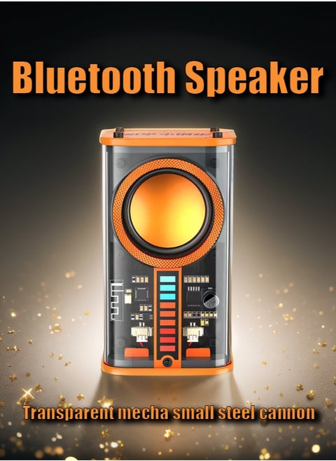 Portable Bluetooth Speaker,Mini Speaker Transparent Mecha Small Steel Cannon Bluetooth Speaker