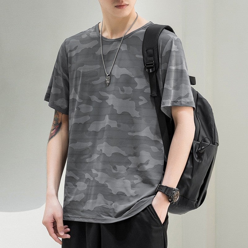 Camouflage Short-Sleeved T-Shirt Men'S Ice Silk Thin Round Neck Quick-Drying Clothes Men'S Casual Sports T-Shirt - Image 5