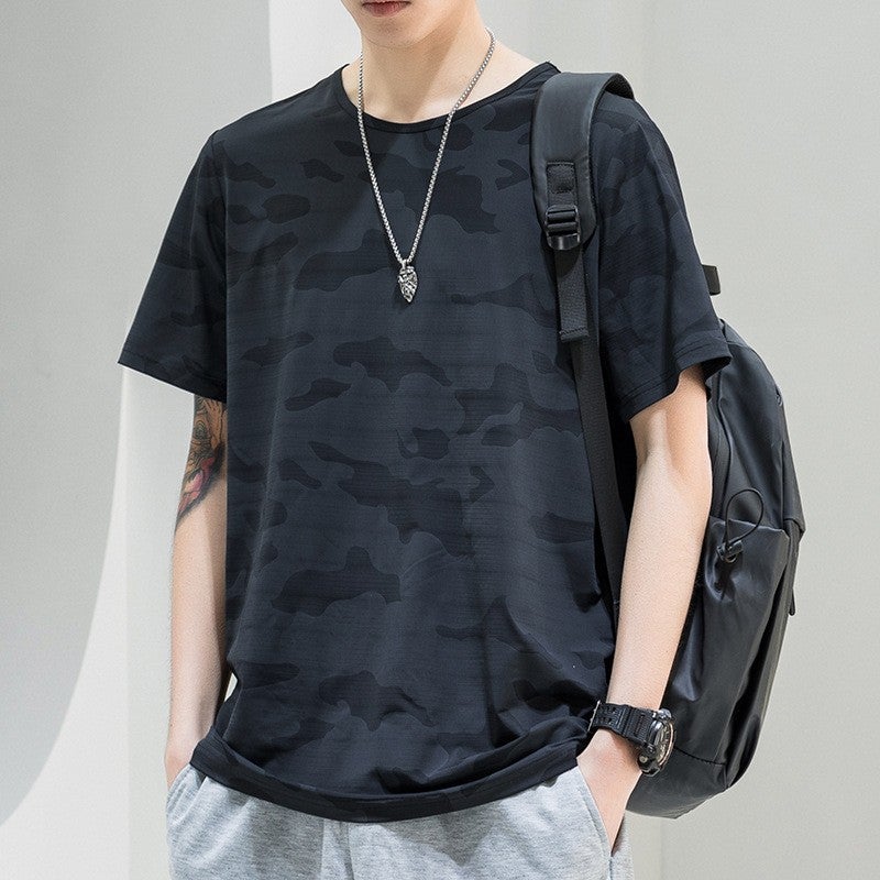 Camouflage Short-Sleeved T-Shirt Men'S Ice Silk Thin Round Neck Quick-Drying Clothes Men'S Casual Sports T-Shirt - Image 4