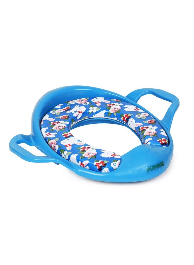 FLIPZON Plastic Premium Baby Cushioned Potty Seat, Toilet Seat With Handle For Kids (Cyan Blue) - Image 1