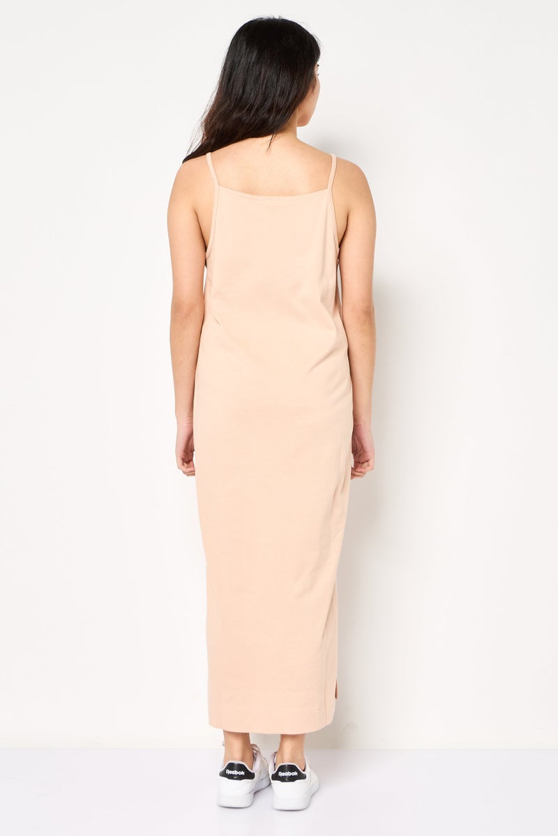 Nike Women Embroidered Logo Outdoor Midi Dress, Beige - Image 4