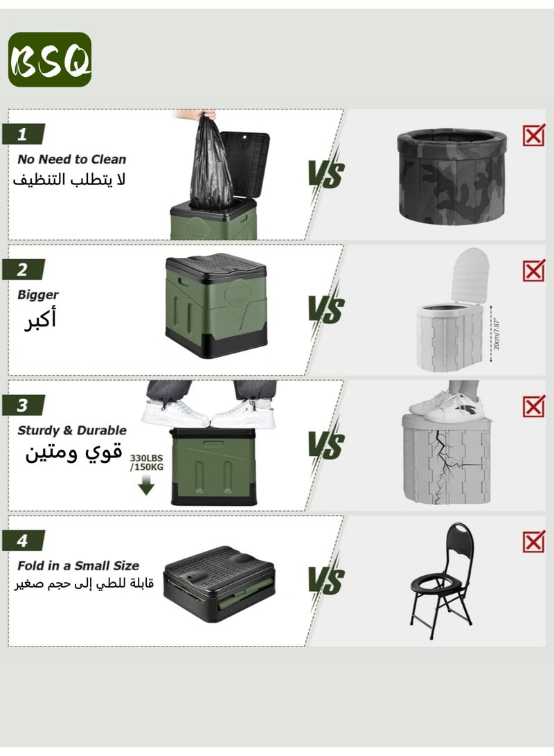 بي إس كيو مرحاض طوارئ | مرحاض تخييم متنقل | مرحاض تخييم | خيمة مرحاض | مقعد مرحاض قابل للطي للتخييم | مرحاض متنقل | مرحاض قابل للطي مطور | كرسي مرحاض خارجي | لوازم التخييم | مرحاض سفر متنقل | سعة الوزن: 450 رطلاً - Image 3