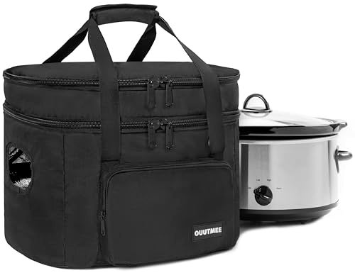 OUUTMEE Slow Cooker Travel Bag Double Layers Insulated Slow Cooker Carrier Compatible with 68 Quart Crock Pot Travel Carrier with Easy to Clean Lining and Large Pocket for Accessories - Image 3