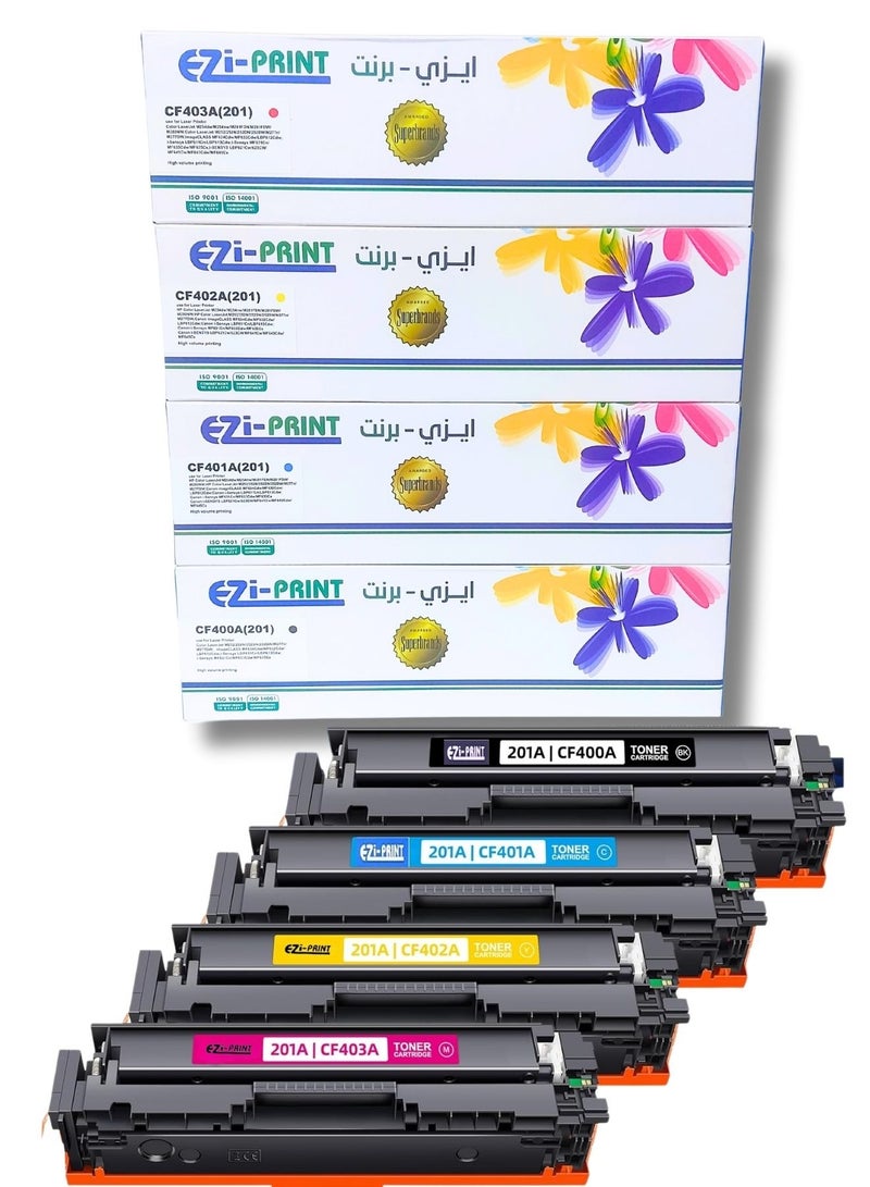 ايزي برنت ايزي برينت مجموعة خراطيش حبر 201A بديلة - متوافقة مع طابعات HP MFP M277dw وMFP M277n وM252dw - أسود، أزرق سماوي، أصفر، أحمر أرجواني - Image 1