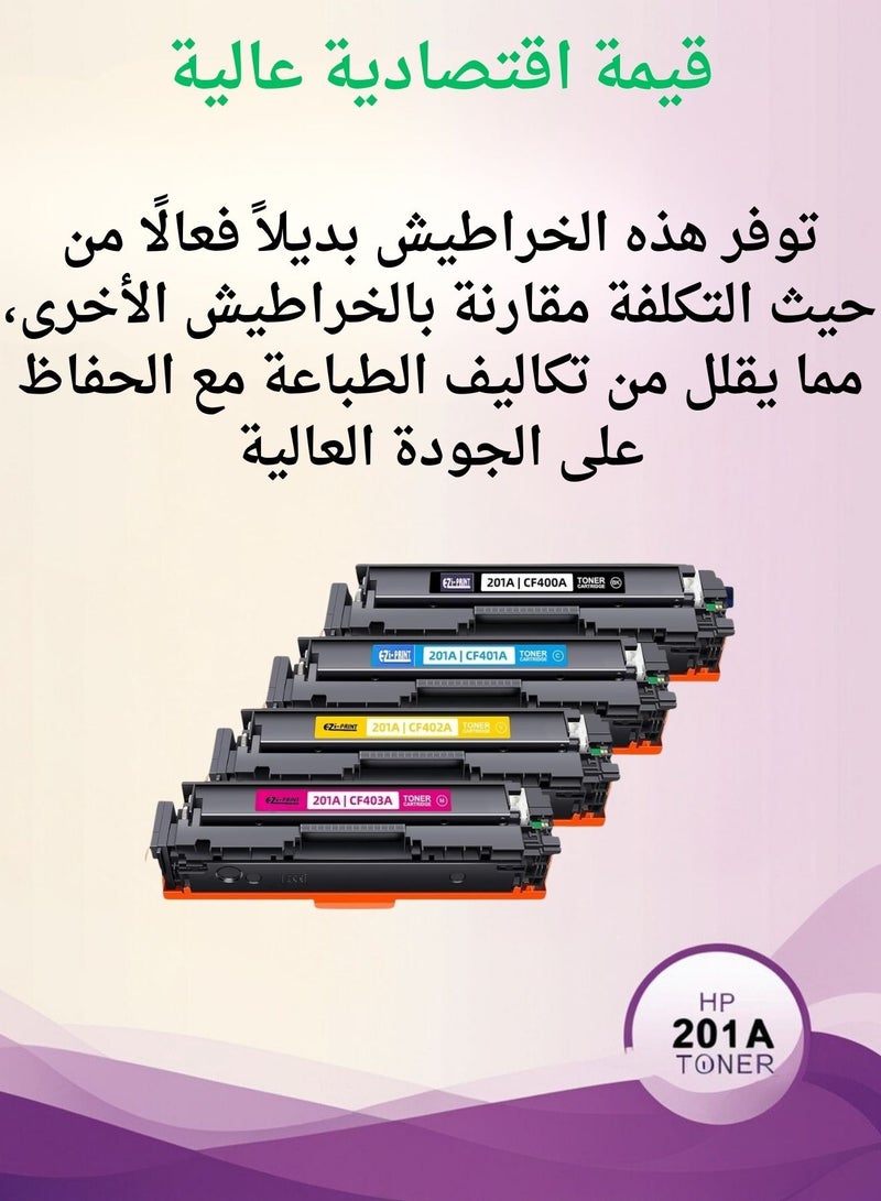 ايزي برنت ايزي برينت مجموعة خراطيش حبر 201A بديلة - متوافقة مع طابعات HP MFP M277dw وMFP M277n وM252dw - أسود، أزرق سماوي، أصفر، أحمر أرجواني - Image 3