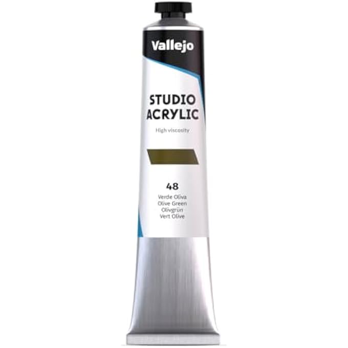 Vallejo ACRYLIC PAINT STUDIO GRADE 48-58ML OLIVE GREEN HIGH VISCOSITY ARTIST PAINT FOR CANVAS WOOD PAPER AND FABRIC PROFESSIONAL QUALITY DURABLE & FADE RESISTANT - Image 1