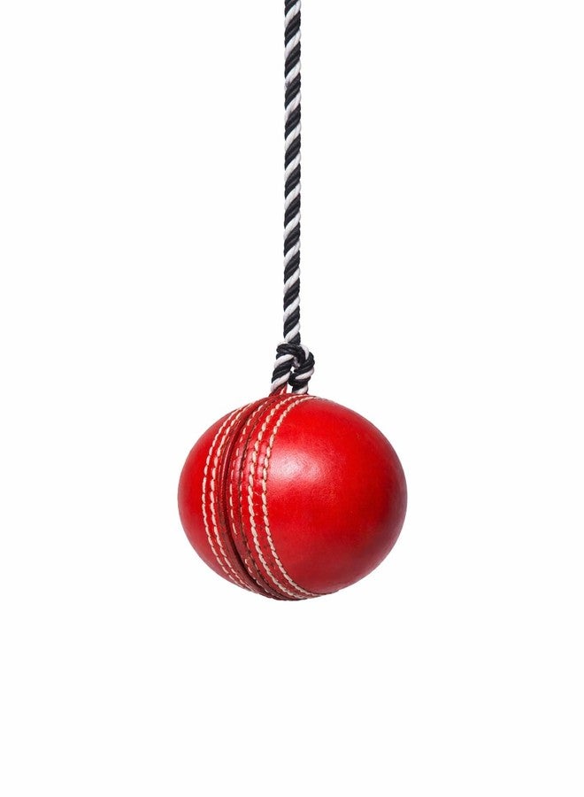 RUNHUNT Cricket Practice Hanging Ball with Rope, Red Leather Hanging Training Ball, 1 Meter Rope, Hand-Eye Coordination Aid for Batting Skills - Image 2