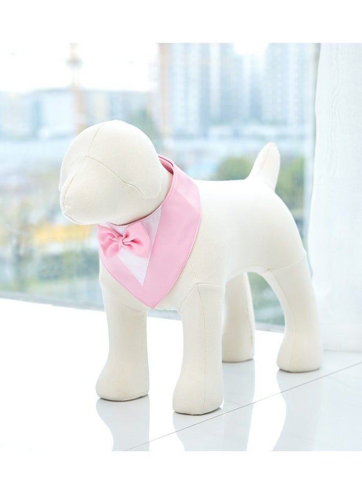 Loquat Dog Tuxedo Formal Cat Wedding Bandana Dog Collar with Bow Tie Cat Birthday Costume Valentines Outfit Pet(PINK-L) - Image 3